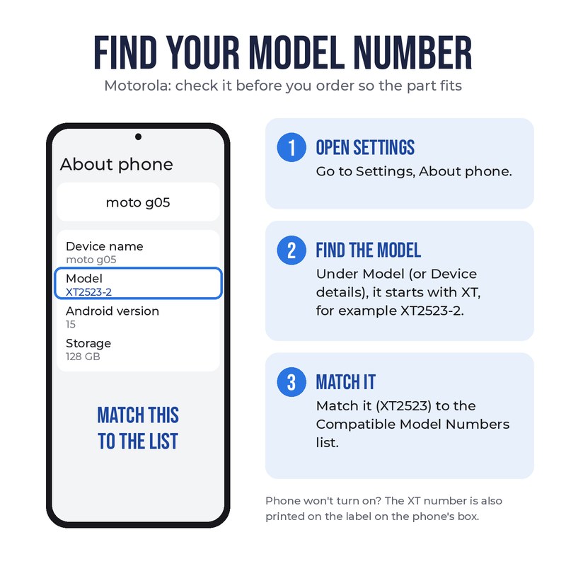 How to find your Motorola XT model number in Settings, About phone