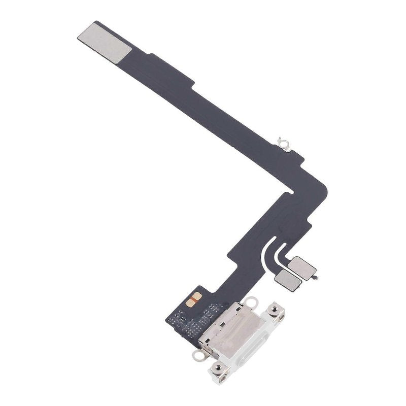 Angled view of the iPhone 16 Pro Max charging port flex cable with a white USB-C port and its connectors