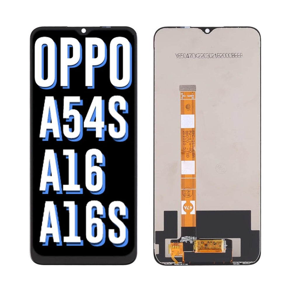 Fitment graphic for the OPPO A54s, A16 and A16s LCD screen replacement, listing the three compatible models.