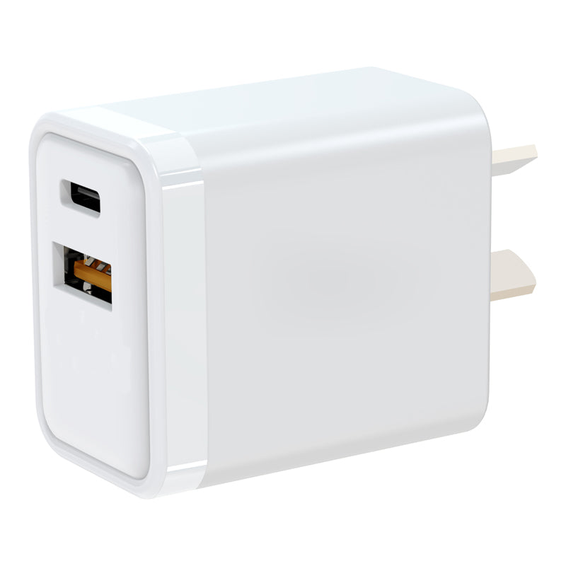 30W Dual Port USB-A & USB-C Wall Charger | NZ/AU SAA Approved