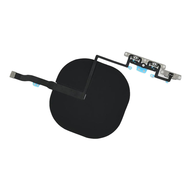 iPhone 11 Pro Volume Flex Cable with Qi Wireless Charging Coil backside in slant position