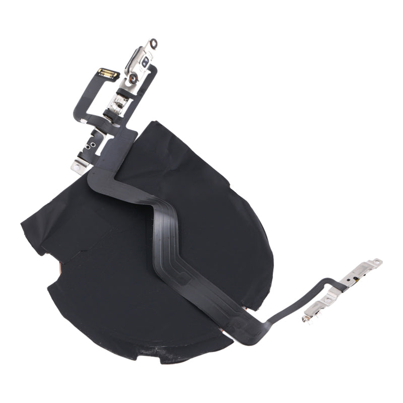 iPhone 12/12 Pro Volume Flex Cable with Qi Wireless Charging Coil backside in slant position