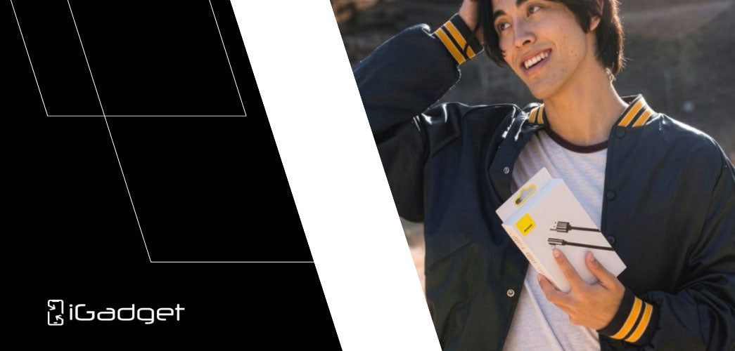 man holding a fast charger cable pack from Igadget