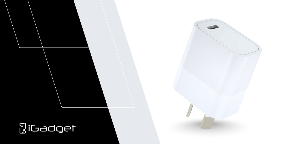 NZ wall charger with USB C port shown in a clean product display by iGadget