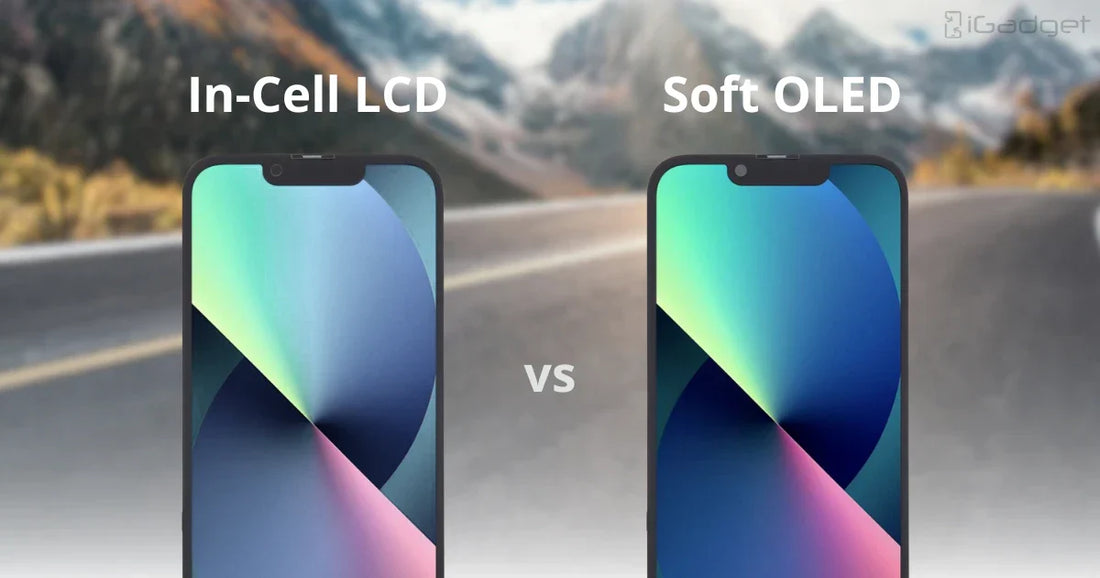 Side-by-side comparison of In-Cell LCD and Soft OLED phone displays.