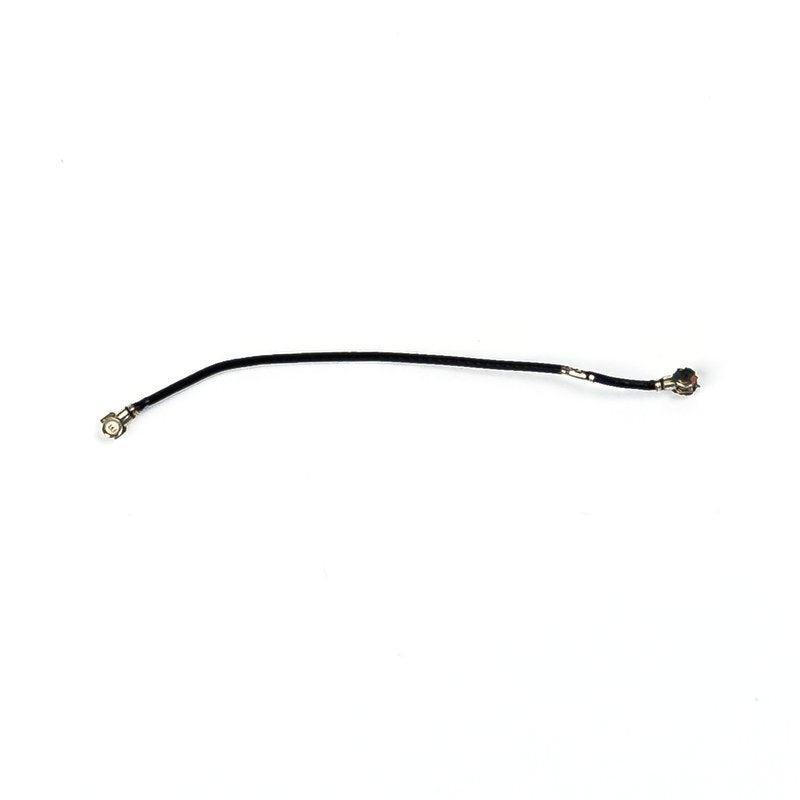 Thin black coaxial signal cable for the iPhone 6s Plus laid in a gentle curve, with a small metal press fit connector at each end.