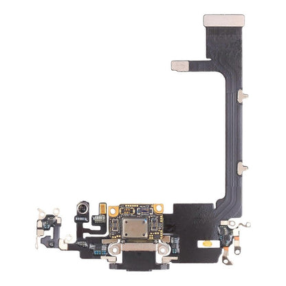 iPhone 11 Pro charging port flex cable with a black Lightning port, front view of the port, microphone and flex