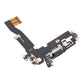 Angled view of the iPhone 12 / 12 Pro charging port flex cable with a black Lightning port and its connectors