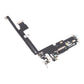 Angled view of the iPhone 12 Pro Max charging port flex cable with a black Lightning port and its connectors