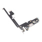 Angled view of the iPhone 12 Pro Max charging port flex cable with a white Lightning port and its connectors
