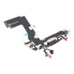 Angled view of the iPhone 13 mini charging port flex cable with a black Lightning port and its connectors