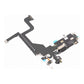 Angled view of the iPhone 13 Pro charging port flex cable with a black Lightning port and its connectors