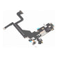Angled view of the iPhone 13 Pro charging port flex cable with a silver Lightning port and its connectors