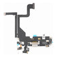 iPhone 13 Pro charging port flex cable with a silver Lightning port, front view of the port, microphone and flex
