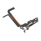 Angled view of the iPhone 13 Pro Max charging port flex cable with a black Lightning port and its connectors
