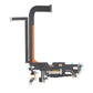iPhone 13 Pro Max charging port flex cable with a black Lightning port, front view of the port, microphone and flex