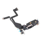 Angled view of the iPhone 14 Pro charging port flex cable with a black Lightning port and its connectors