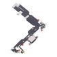 Angled view of the iPhone 15 Plus charging port flex cable with a black USB-C port and its connectors