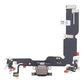 iPhone 15 Plus charging port flex cable with a black USB-C port, front view of the port, microphone and flex