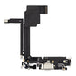 iPhone 15 Pro Max charging port flex cable with a white USB-C port, front view of the port, microphone and flex