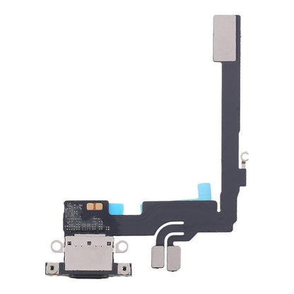 iPhone 16 Pro charging port flex cable with a black USB-C port, front view of the port, microphone and flex