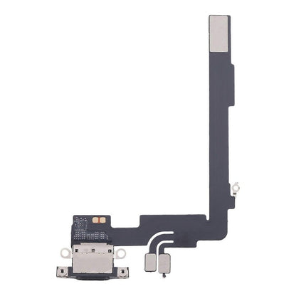 iPhone 16 Pro Max charging port flex cable with a black USB-C port, front view of the port, microphone and flex