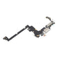 Angled view of the iPhone 17 Pro charging port flex cable with a silver USB-C port and its connectors