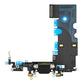 iPhone SE 2022 charging port flex cable with a black Lightning port, front view of the port, microphone and flex