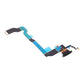 Angled view of the iPhone X charging port flex cable with a black Lightning port and its connectors