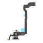 iPhone X charging port flex cable with a black Lightning port, front view of the port, microphone and flex