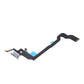 Angled view of the iPhone X charging port flex cable with a white Lightning port and its connectors