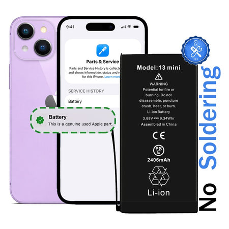 iPhone 13 Mini Diagnostic Battery with Pulled Chip | 2406mAh | No Warning Messages