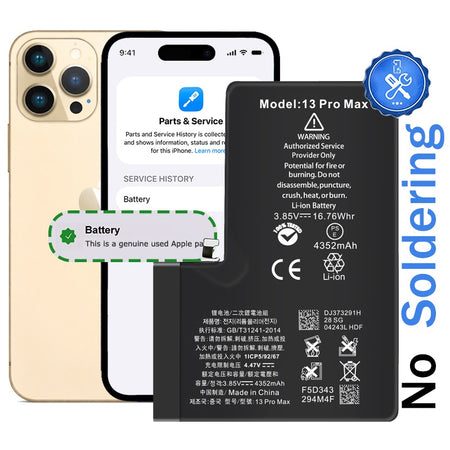 iPhone 13 Pro Max Diagnostic Battery with Pulled Chip | 4352mAh Zero-Cycle Replacement