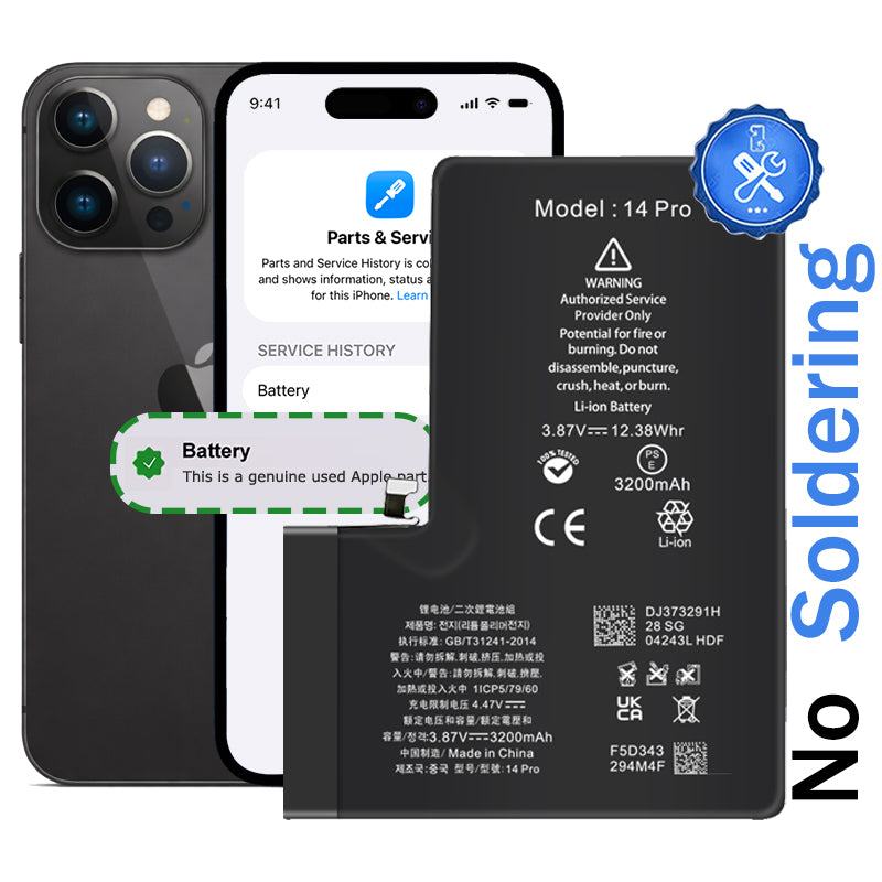 iPhone 14 Pro Diagnostic Battery with Pulled OEM Chip | No Unknown Part Warning
