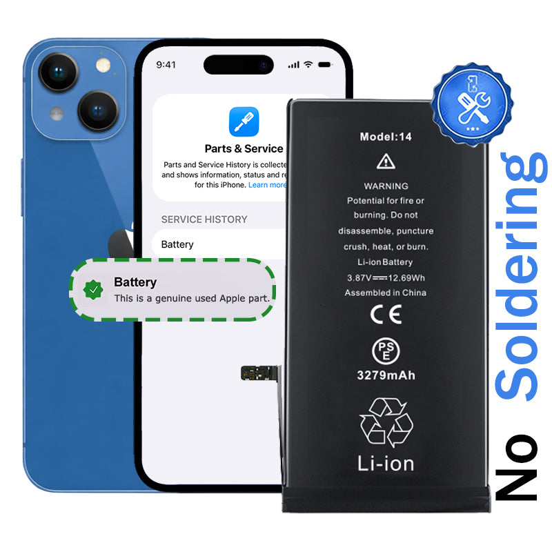 iPhone 14 Diagnostic Battery with Pulled OEM Chip | No Unknown Part Warning