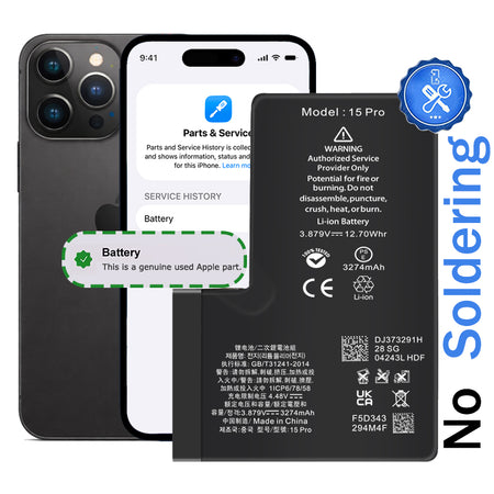 iPhone 15 Pro Diagnostic Battery with Pulled OEM Chip | No Unknown Part Warning