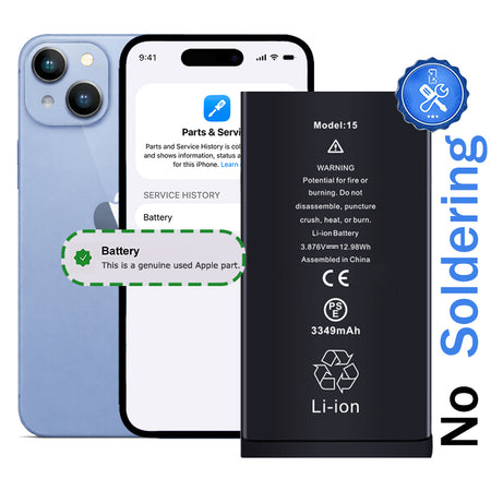 iPhone 15 Diagnostic Battery with Pulled OEM Chip | No Unknown Part Warning