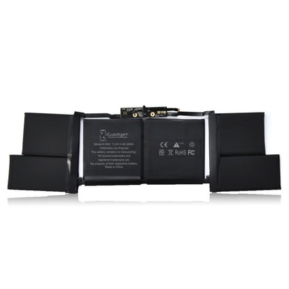 Label side of the MacBook Pro 15 inch Touch Bar A1990 replacement battery, battery model A1953, printed with the iGadget label and CE, FC and RoHS marks on the cells
