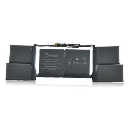 Label side of the MacBook Pro 16 inch A2141 replacement battery, battery model A2113, printed with the iGadget label and CE, FC and RoHS marks on the cells