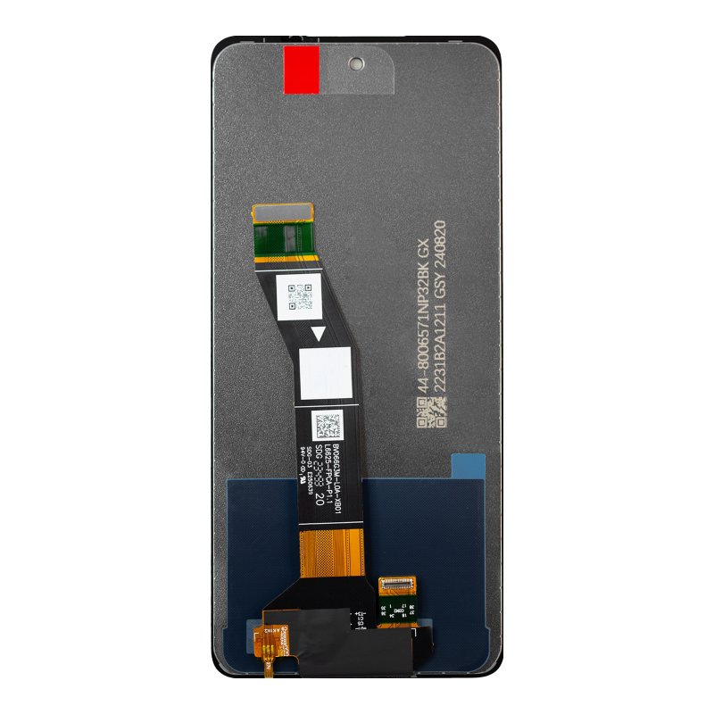 Back of the Motorola Moto G04 and G24 premium OEM LCD replacement screen, showing the flex cable and connector