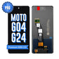 Motorola Moto G04 and G24 premium OEM LCD screen replacement, showing the front and the back of the screen