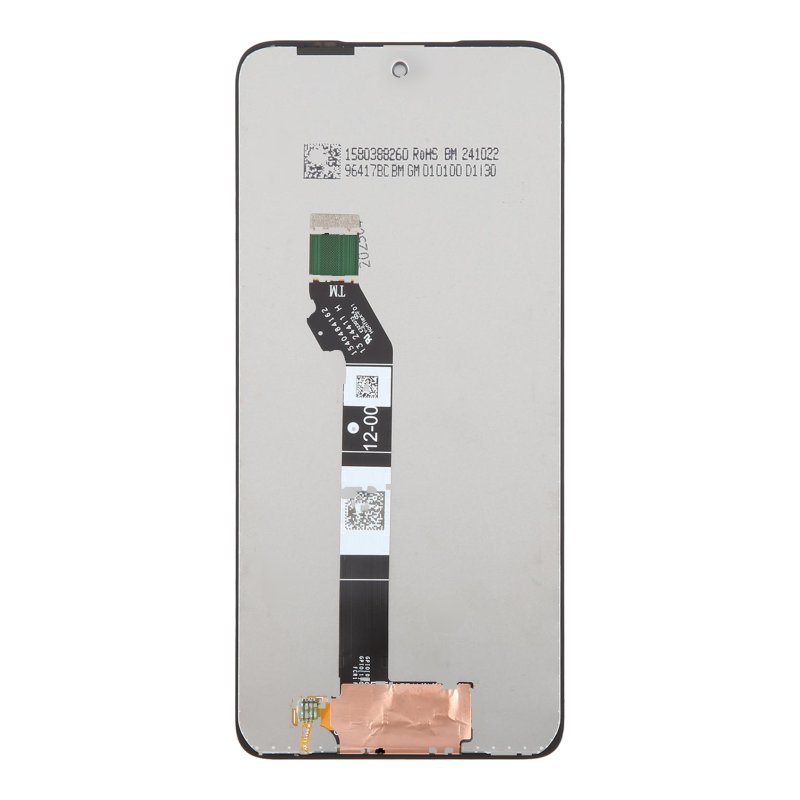 Back of the Motorola Moto G05 premium OEM LCD replacement screen, showing the flex cable and connector