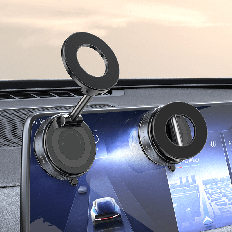 K007 360° Adjustable MagSafe Vacuum Suction Car Mount | Metal Phone Holder
