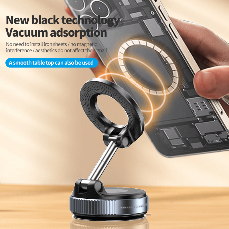 K007 360° Adjustable MagSafe Vacuum Suction Car Mount | Metal Phone Holder