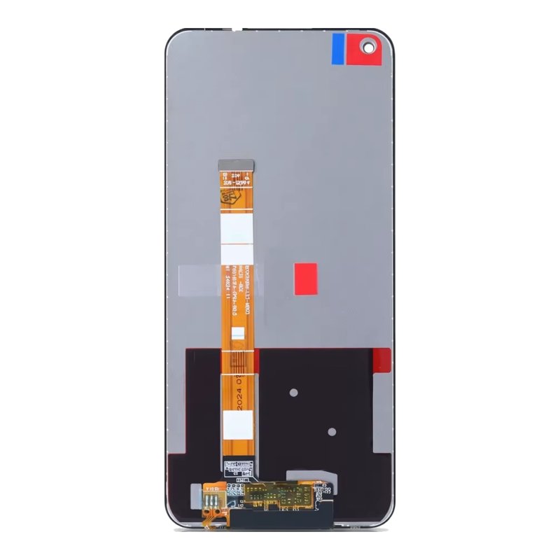 Back of the OPPO A54 5G and A74 5G premium OEM LCD replacement screen, showing the flex cable and connector