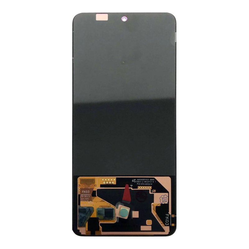 Back of the OPPO Reno 12F OL3 aftermarket OLED replacement screen, showing the flex cable and connector