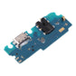 Samsung Galaxy A13 5G charging port board printed SM-A136, with USB-C port and headphone jack, angled view of the other side on a white background