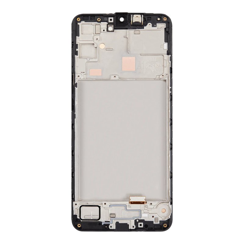 Back of the Samsung Galaxy A16 4G (SM-A165F) replacement OLED screen, showing the new middle frame marked A16 LTE, ready for your board, sub-board and battery