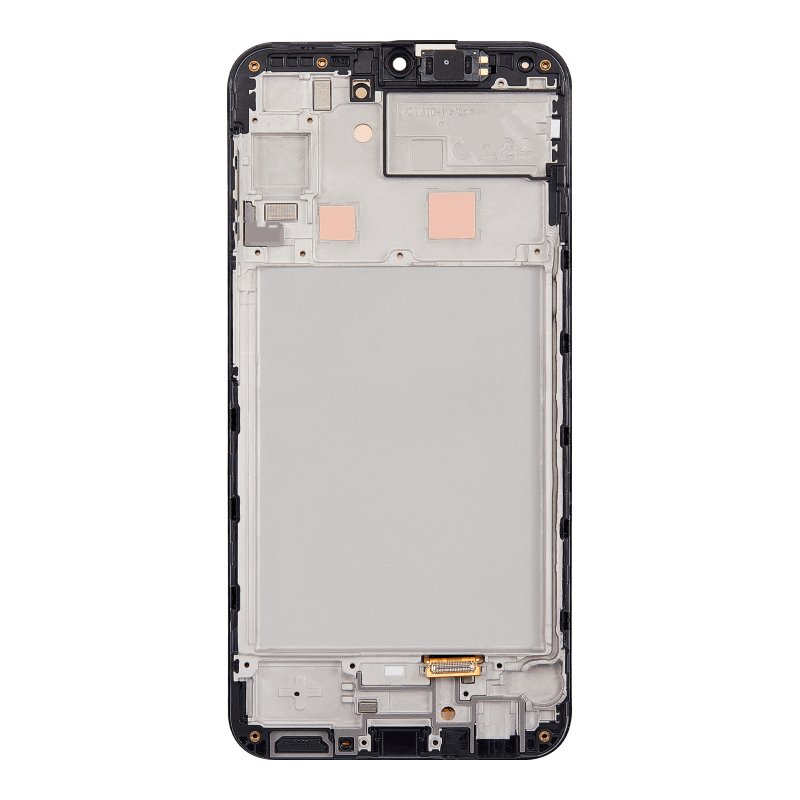 Back of the Samsung Galaxy A24 replacement OLED screen, showing the new middle frame marked A24, ready for your board, sub-board and battery