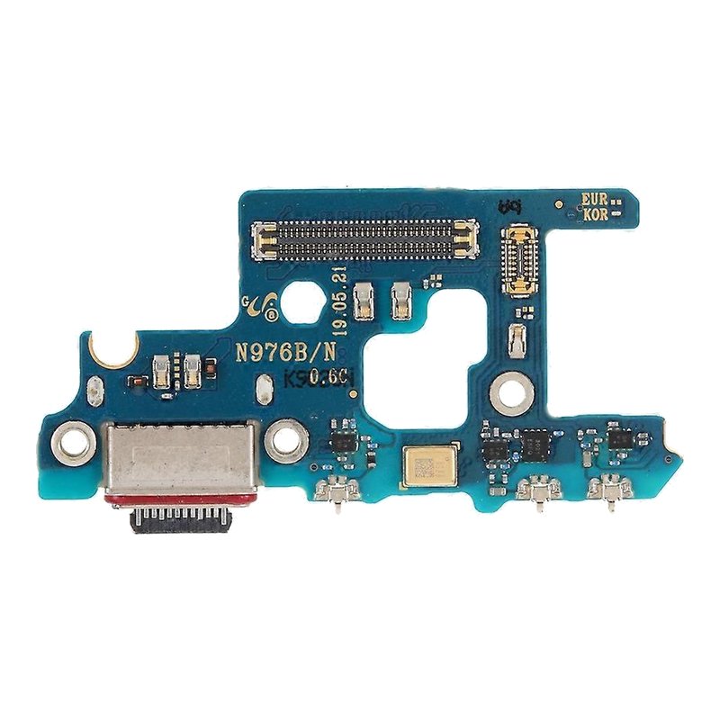 Samsung Galaxy Note 10 Plus charging port board printed N976B/N, with USB-C port and microphone, straight-on front view on a white background